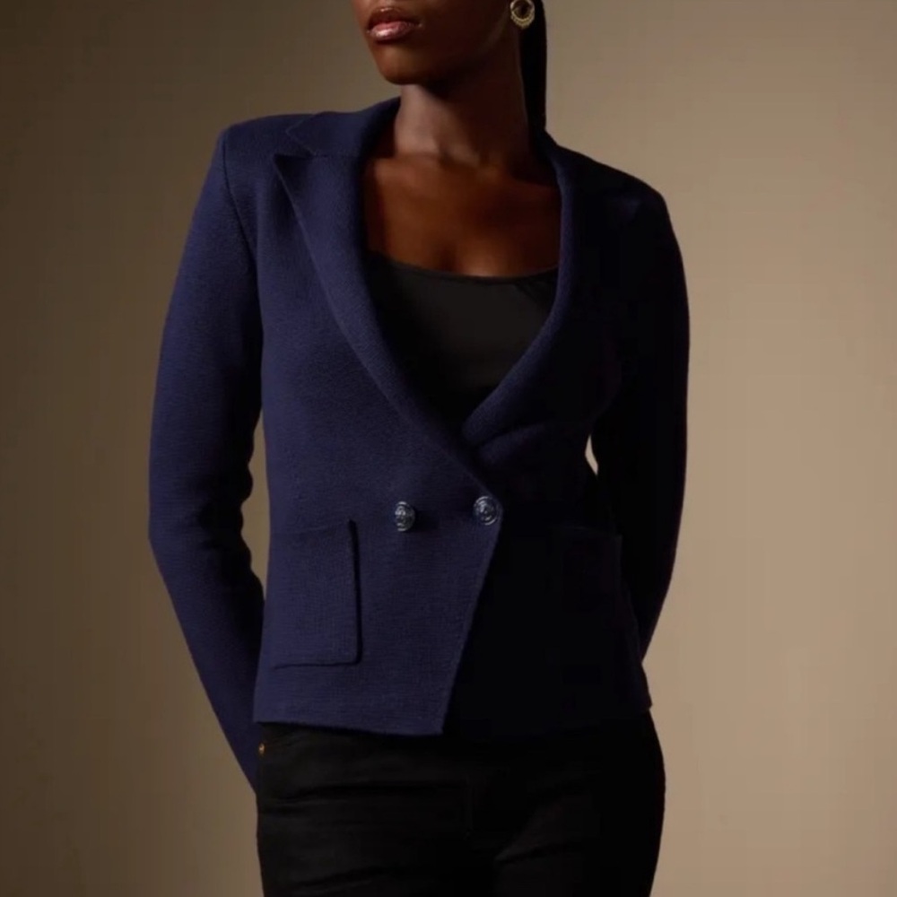 NWOT L'Agence Sofia Navy Blue Knit BlazerJacket